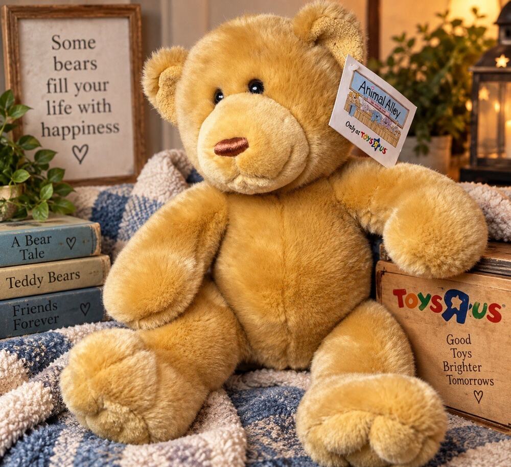 Vintage 2000 Animal Alley Teddy Bear Plush 16” Toys R Us Tan Tag #85414